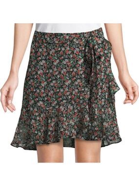 Rebecca Minkoff Alice A-line Multicolored Floral Ruffle Wrap Style Skirt Sz XS